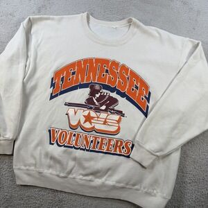 VTG Tennessee Volunteers Sweatshirt Size 2XL Cream Fleece Crewneck Pullover